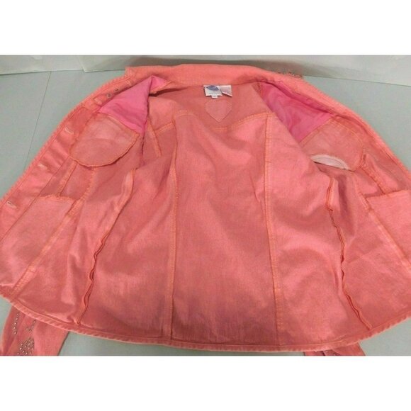 DIANE GILMAN pink jean jacket with bedazzled bling stones, woman's size XS - Picture 4 of 7